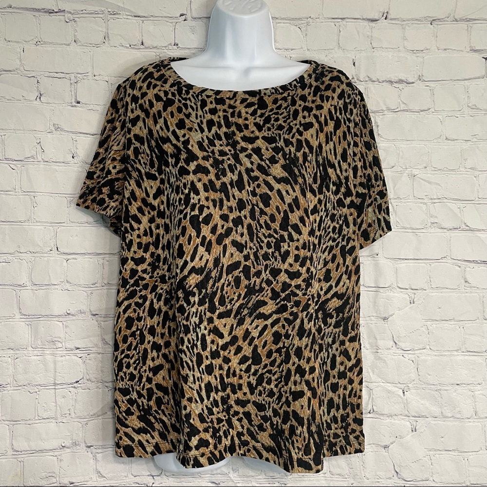 White Stag Animal Print Blouse 1X